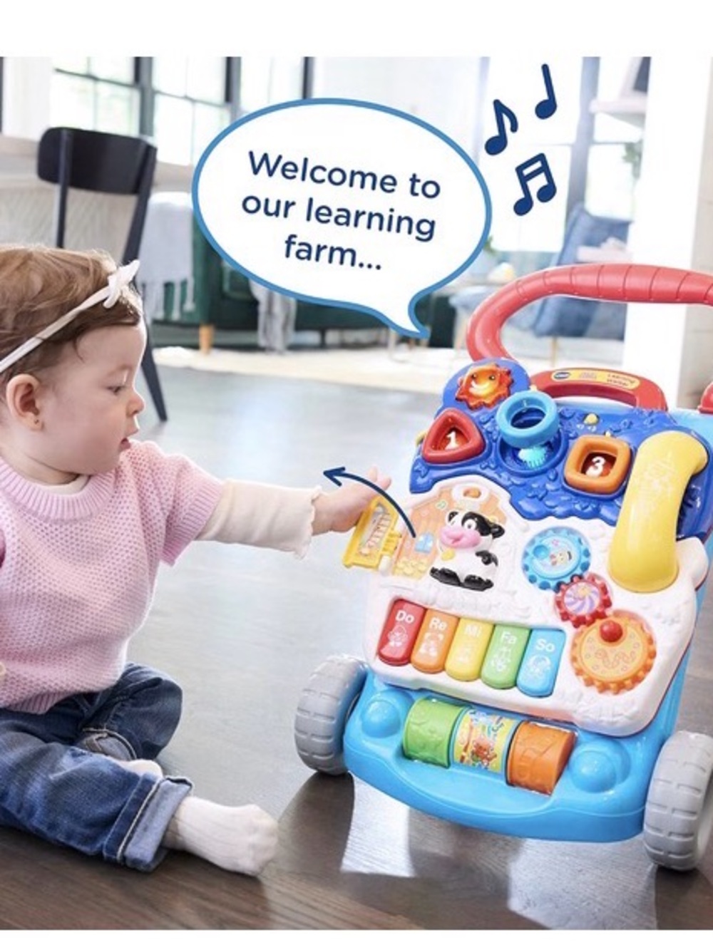 Bright Blue & Red Learning Walker with Musical Piano - Brand: